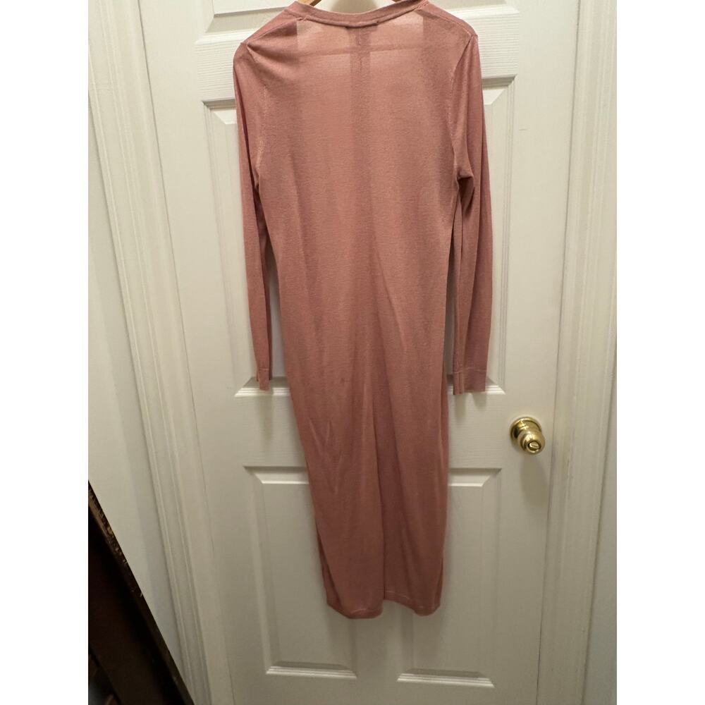 White House Black Market Rose Gold Blush Pink Duster Size L - Picture 2 of 5